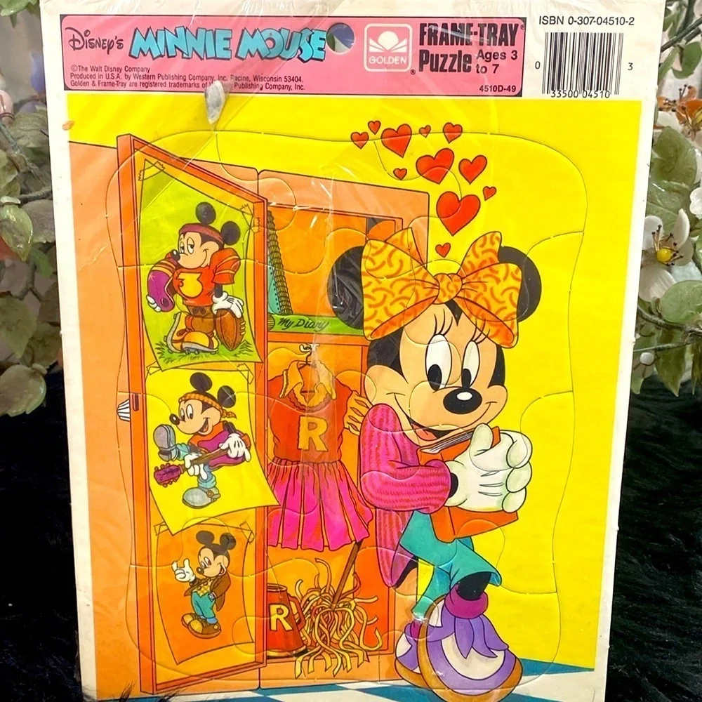 Disney vintage Disney Golden Frame Tray Puzzles Donald & Minnie cheerleader